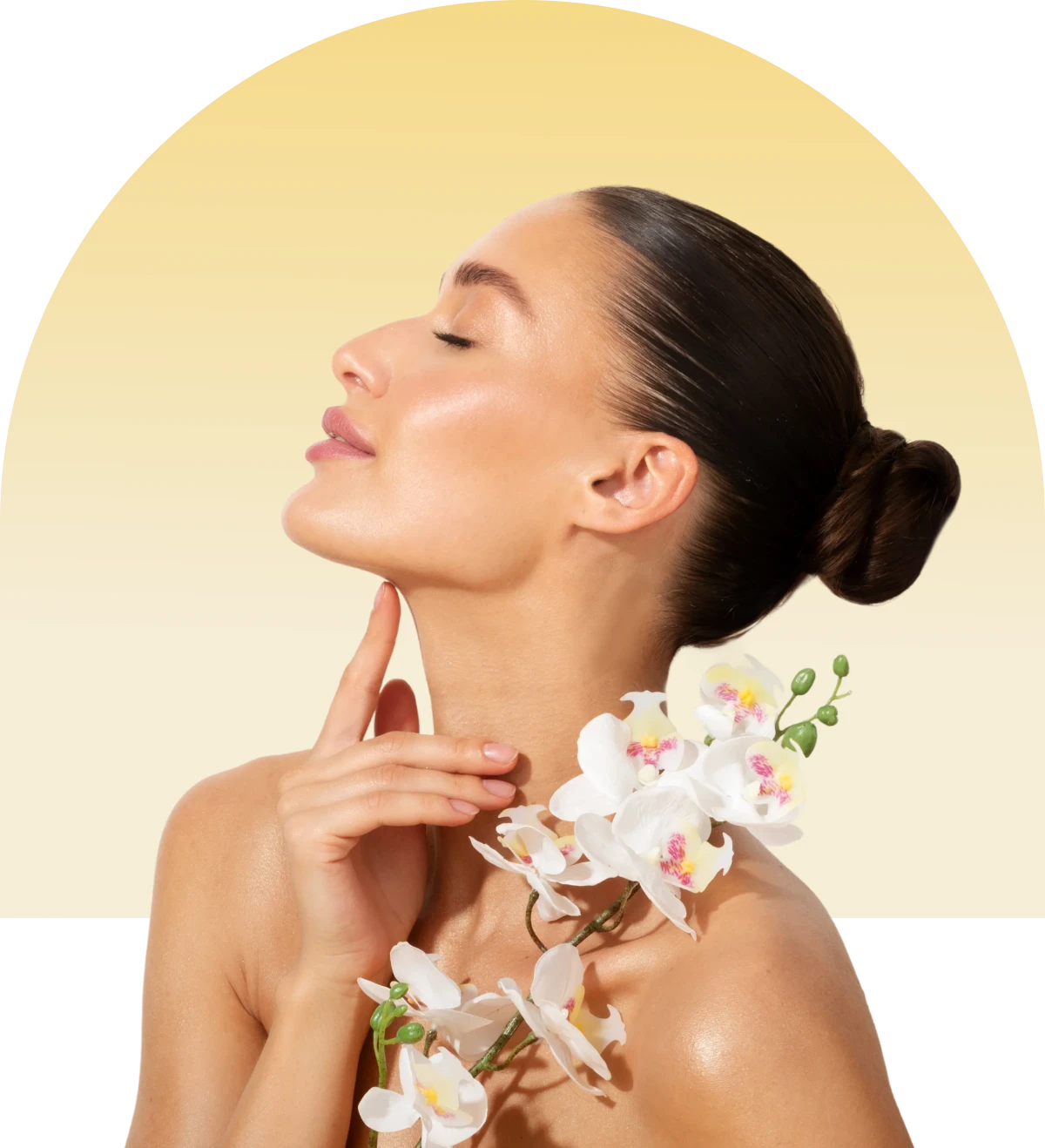 Elegant woman posing with flowers